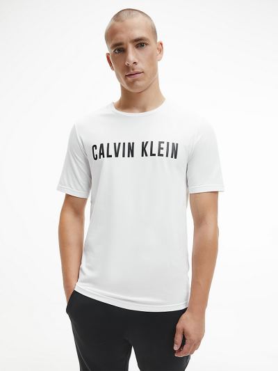 Calvin Klein Ruhák HU057937 | Calvin Klein Logo Gym Férfi Póló Világos Fehér / Fekete
